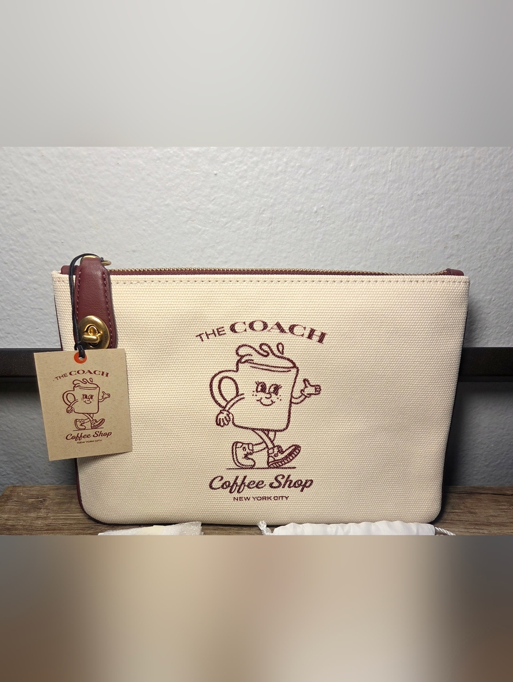 Coach Canvas Coffee Shop Zip Pouch